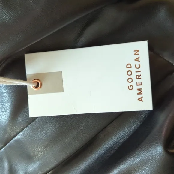 Good American NWT Women's faux Leather Vegan Black Bike Shorts Size 3