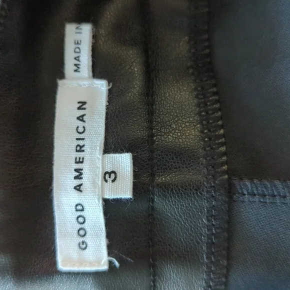 Good American NWT Women's faux Leather Vegan Black Bike Shorts Size 3