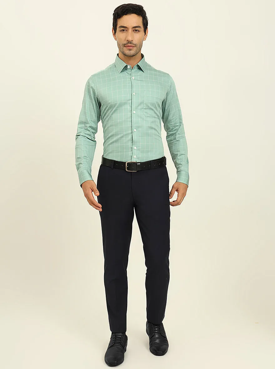 Green Checked Slim Fit Formal Shirt | JadeBlue