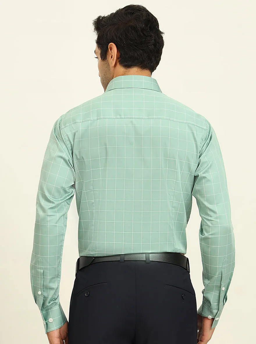 Green Checked Slim Fit Formal Shirt | JadeBlue