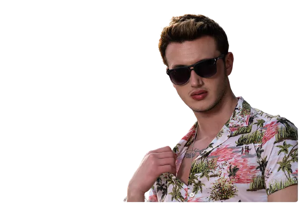 Green Pink Palm Trees European Made & Designed Hawaiian Summer Shirts For Men