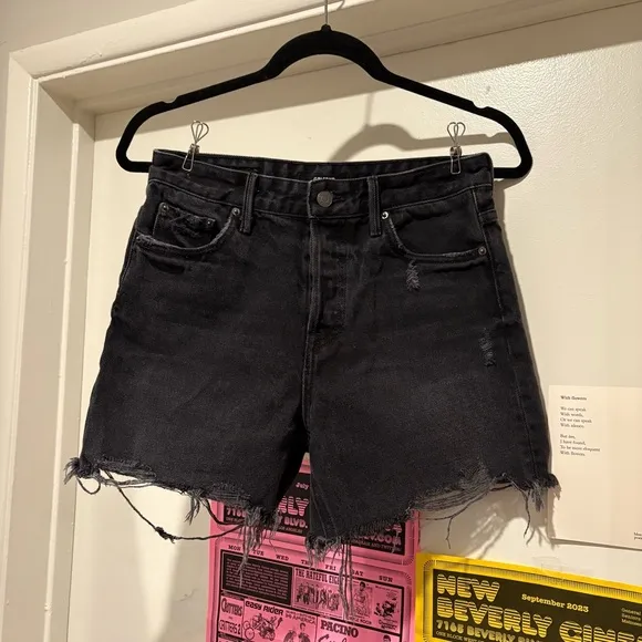 GRLFRND Jourdan Cut-Off Denim Shorts Black Late For Love Bermuda Spring Summer