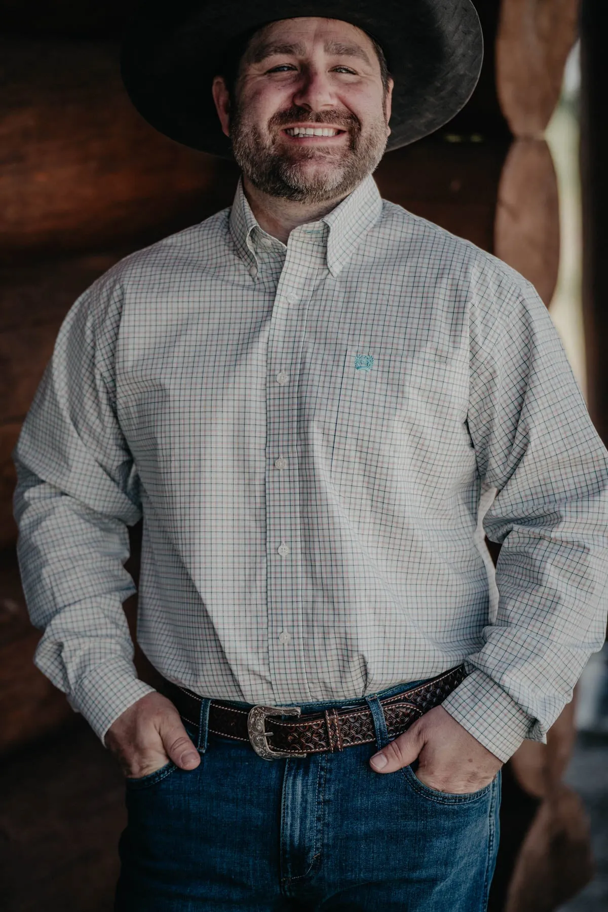 'Hal' CINCH Men's Cream Plaid Button Down (1 S ONLY)