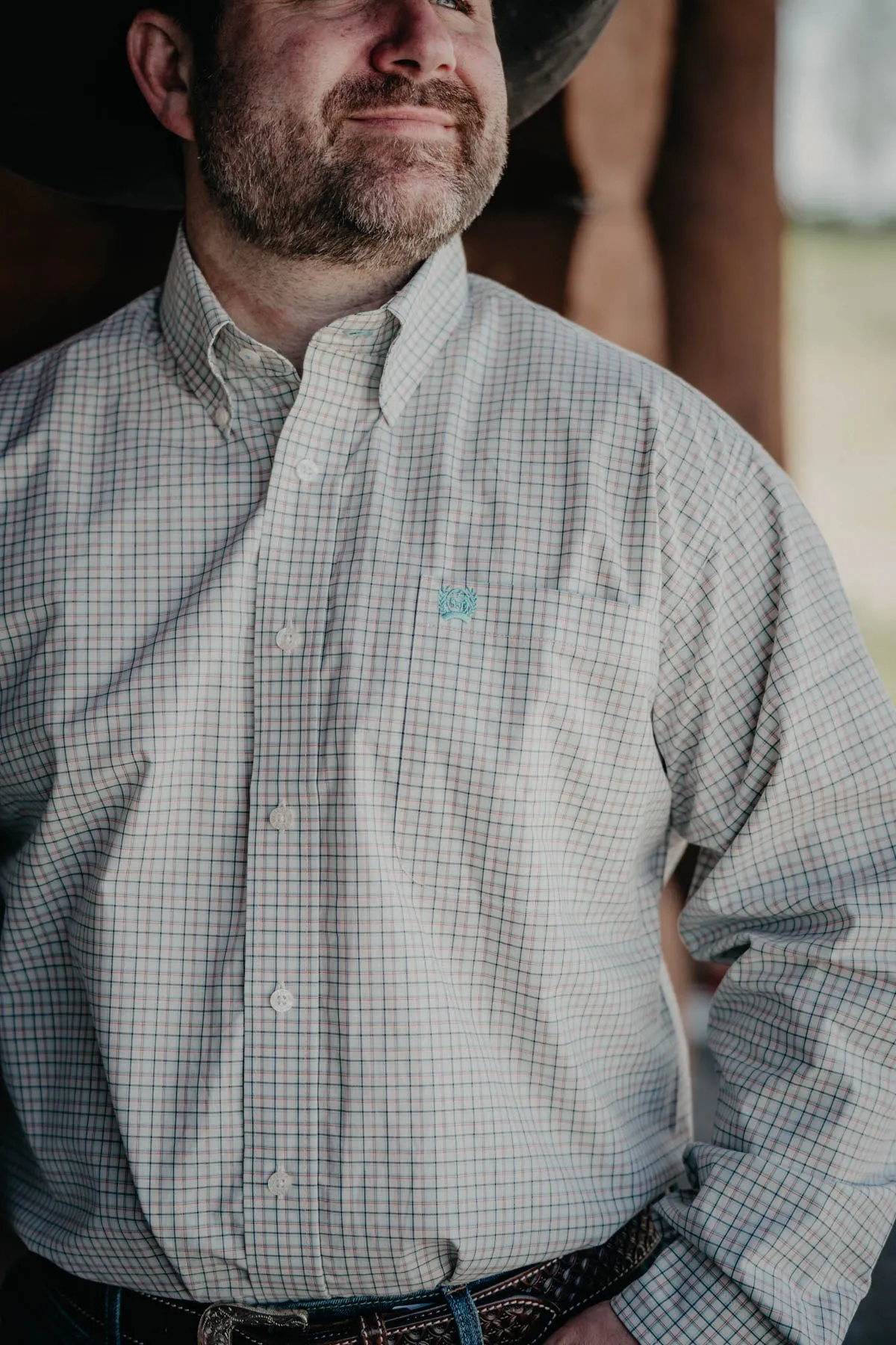 'Hal' CINCH Men's Cream Plaid Button Down (1 S ONLY)