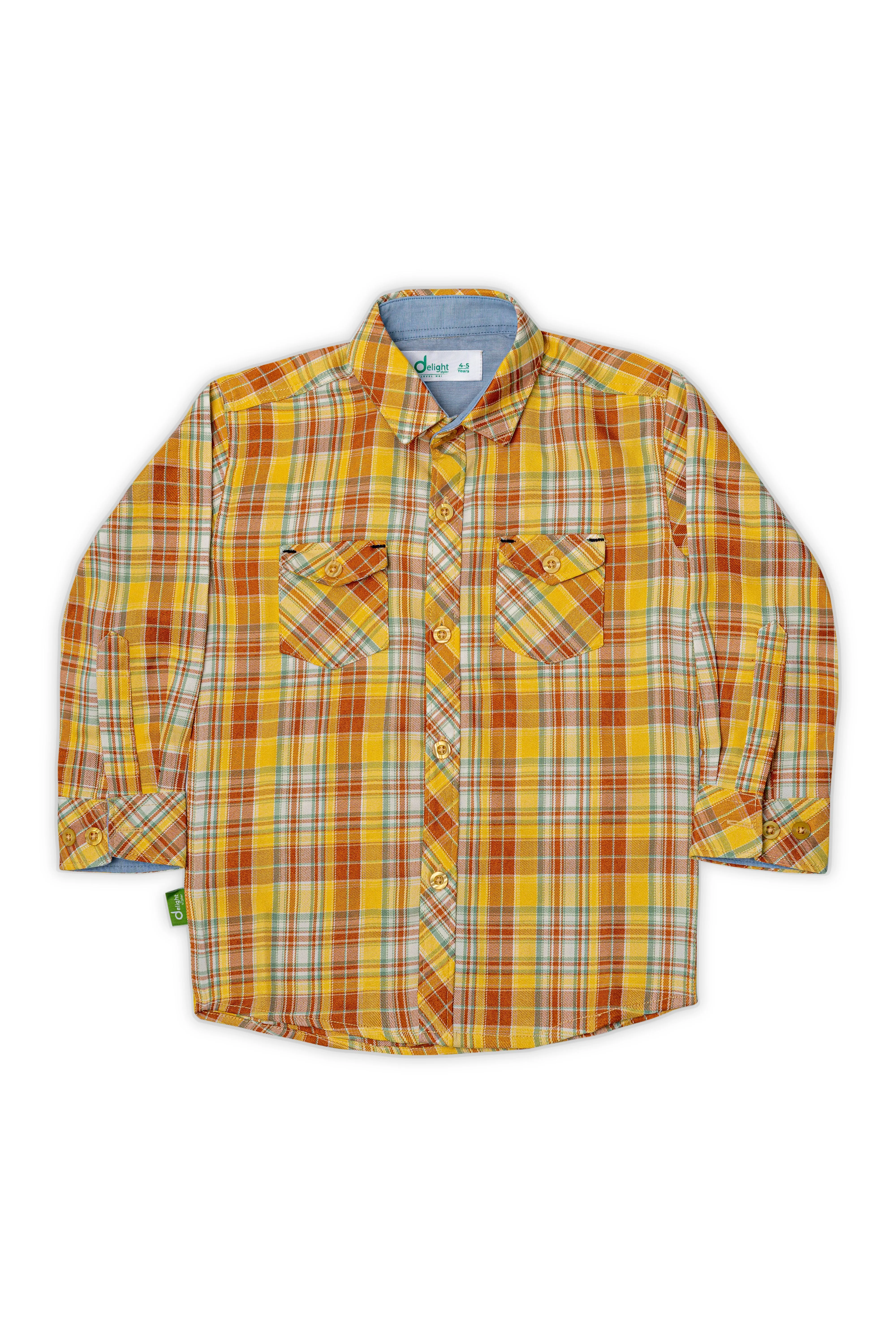 Half Sleeves Casual shirt Yellow check Print