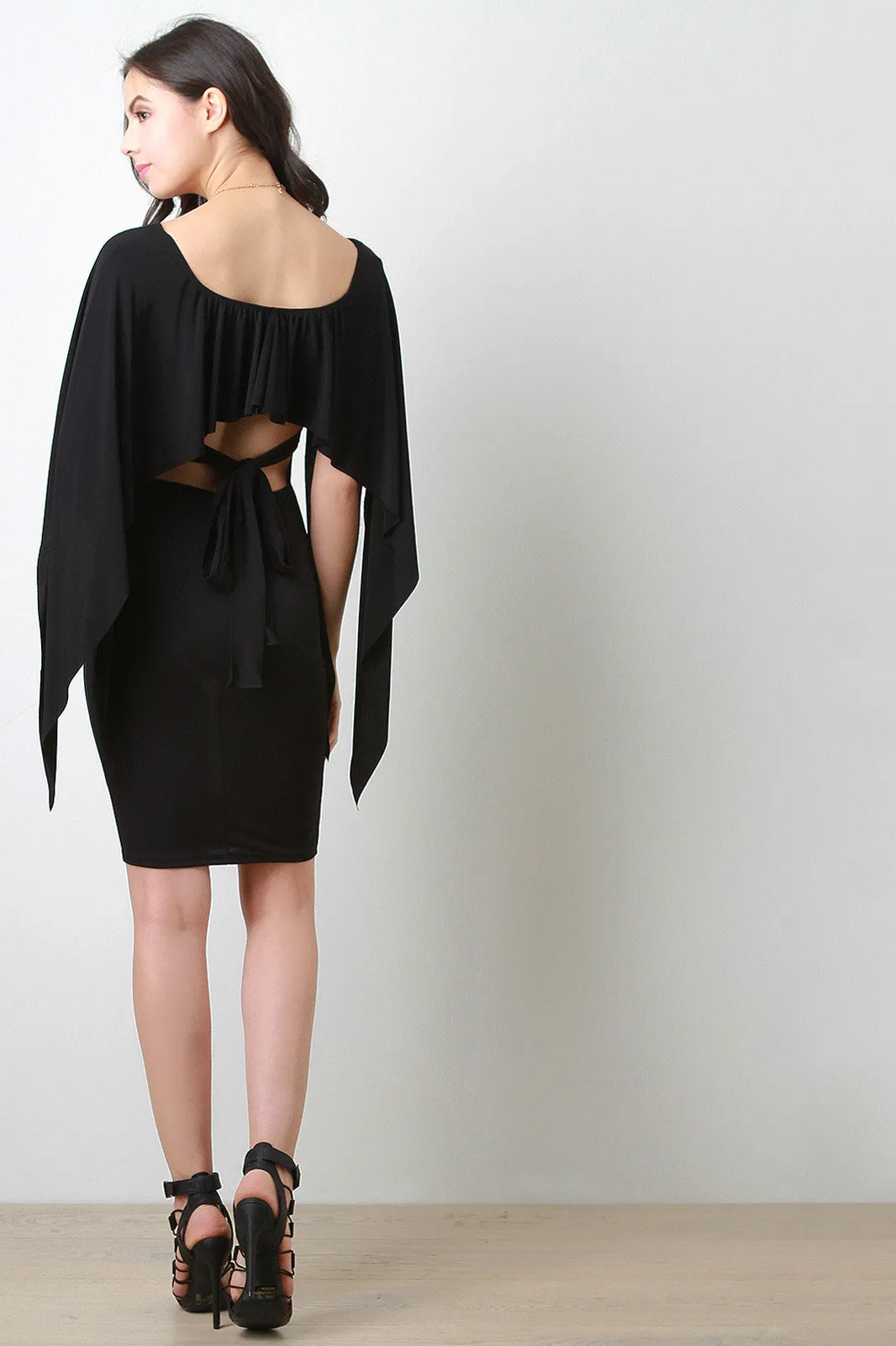 Handkerchief Sleeve Midi Dress