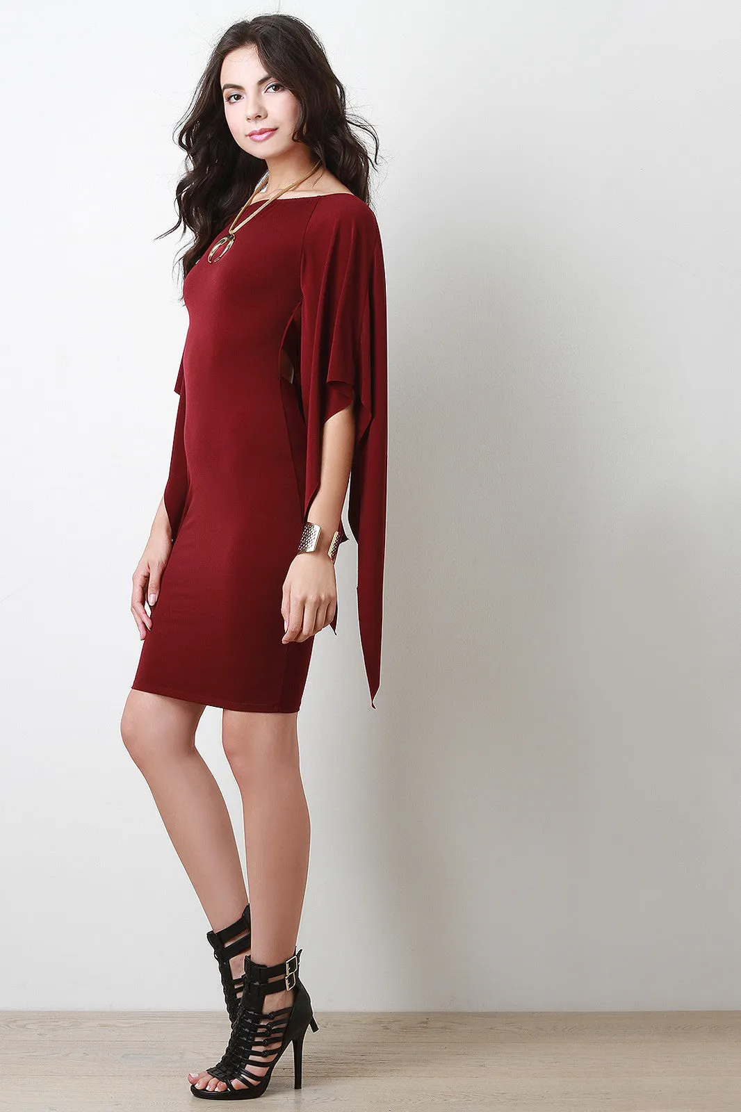 Handkerchief Sleeve Midi Dress