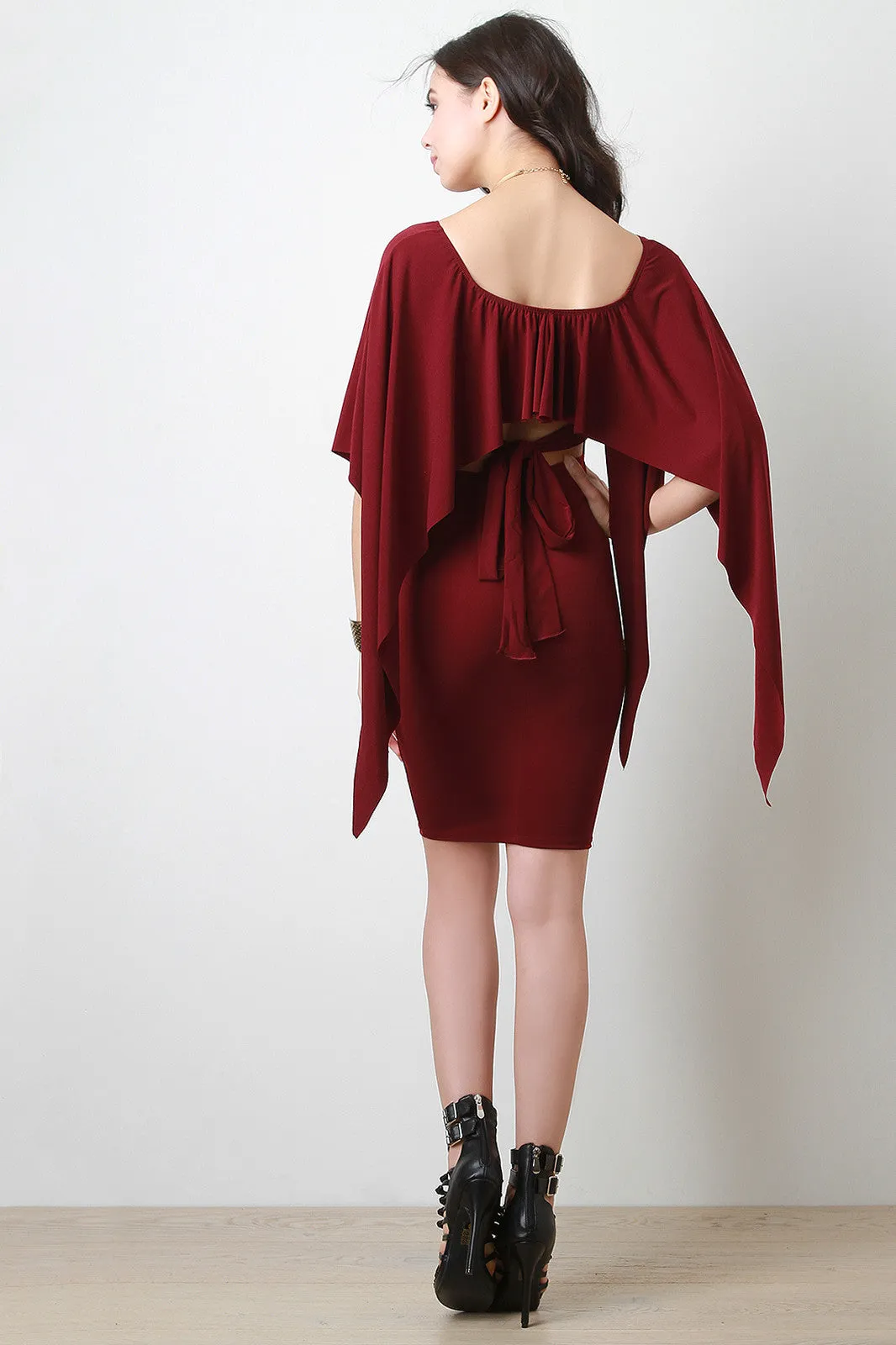 Handkerchief Sleeve Midi Dress