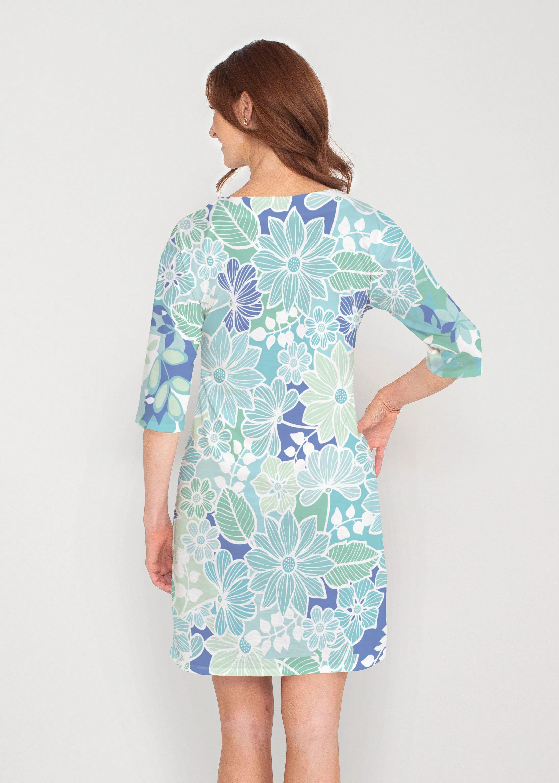 Hawaii Isles  (13609) ~ Drop Shoulder 3/4 Sleeve V-Neck Dress