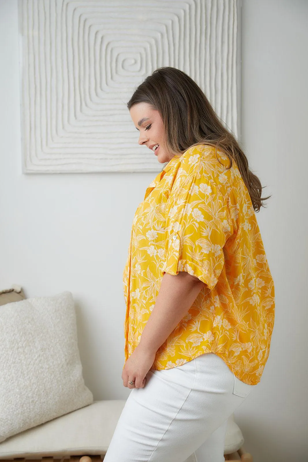Hazel Blues® | Clementine Floral Button Up Blouse