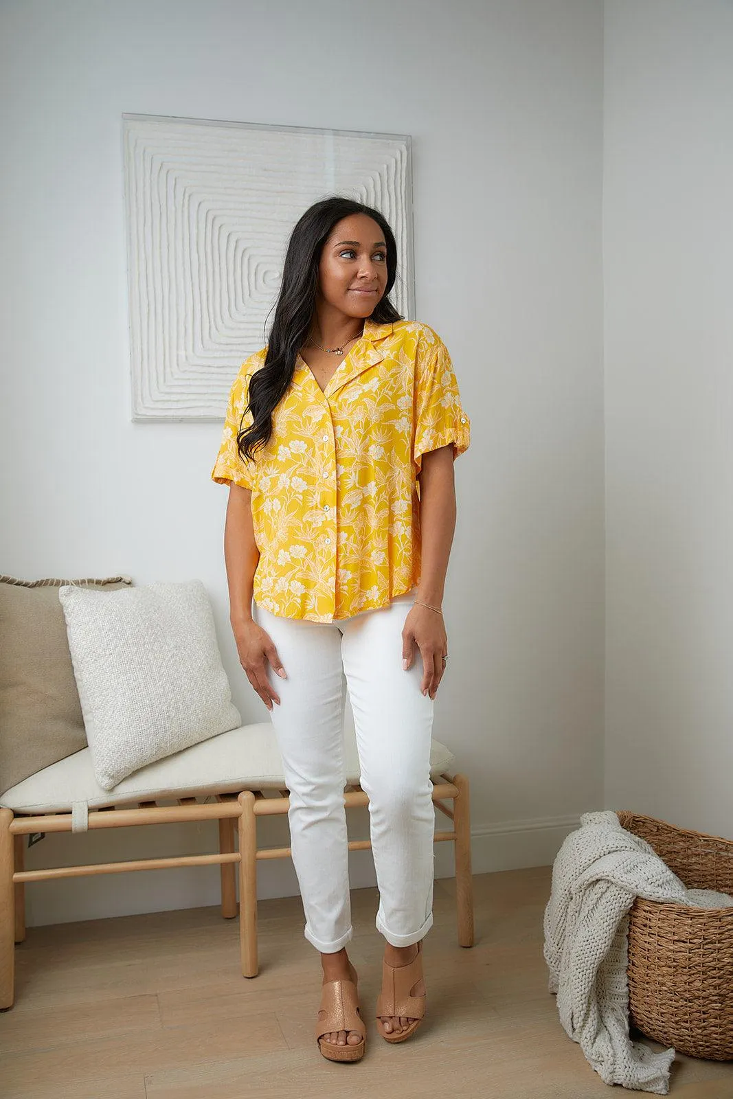 Hazel Blues® | Clementine Floral Button Up Blouse