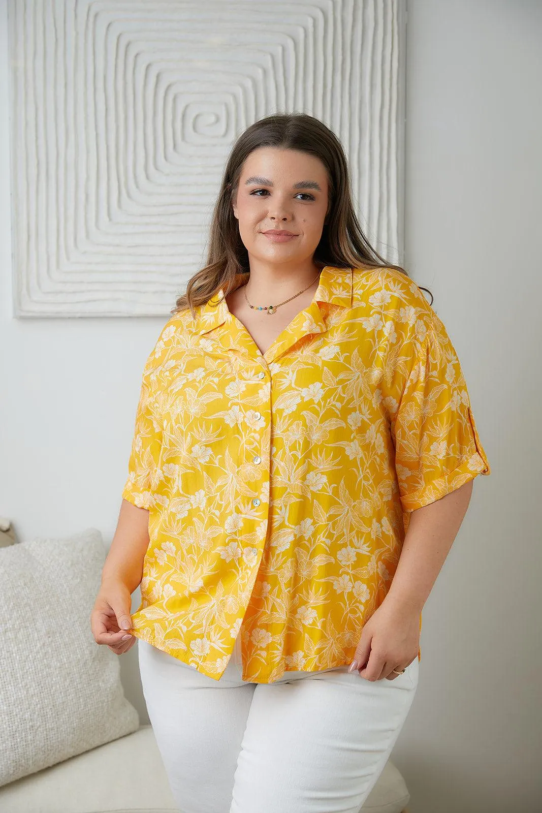 Hazel Blues® | Clementine Floral Button Up Blouse