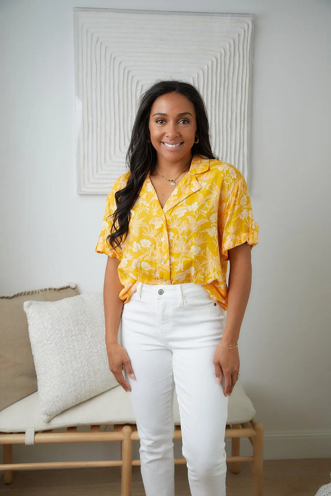 Hazel Blues® | Clementine Floral Button Up Blouse