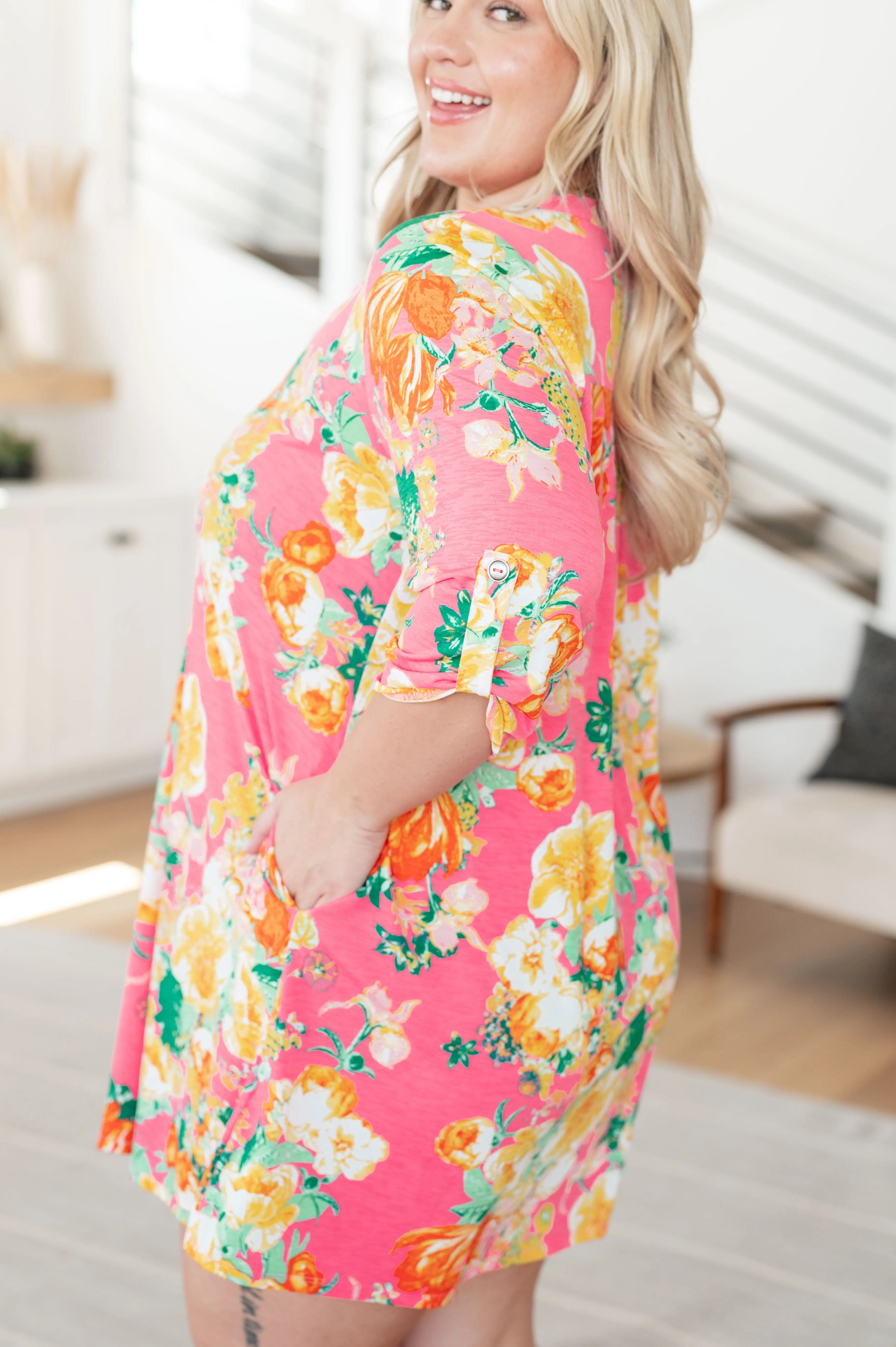 Hazel Blues® |  Lizzy Dress in Hot Pink and Yellow Floral