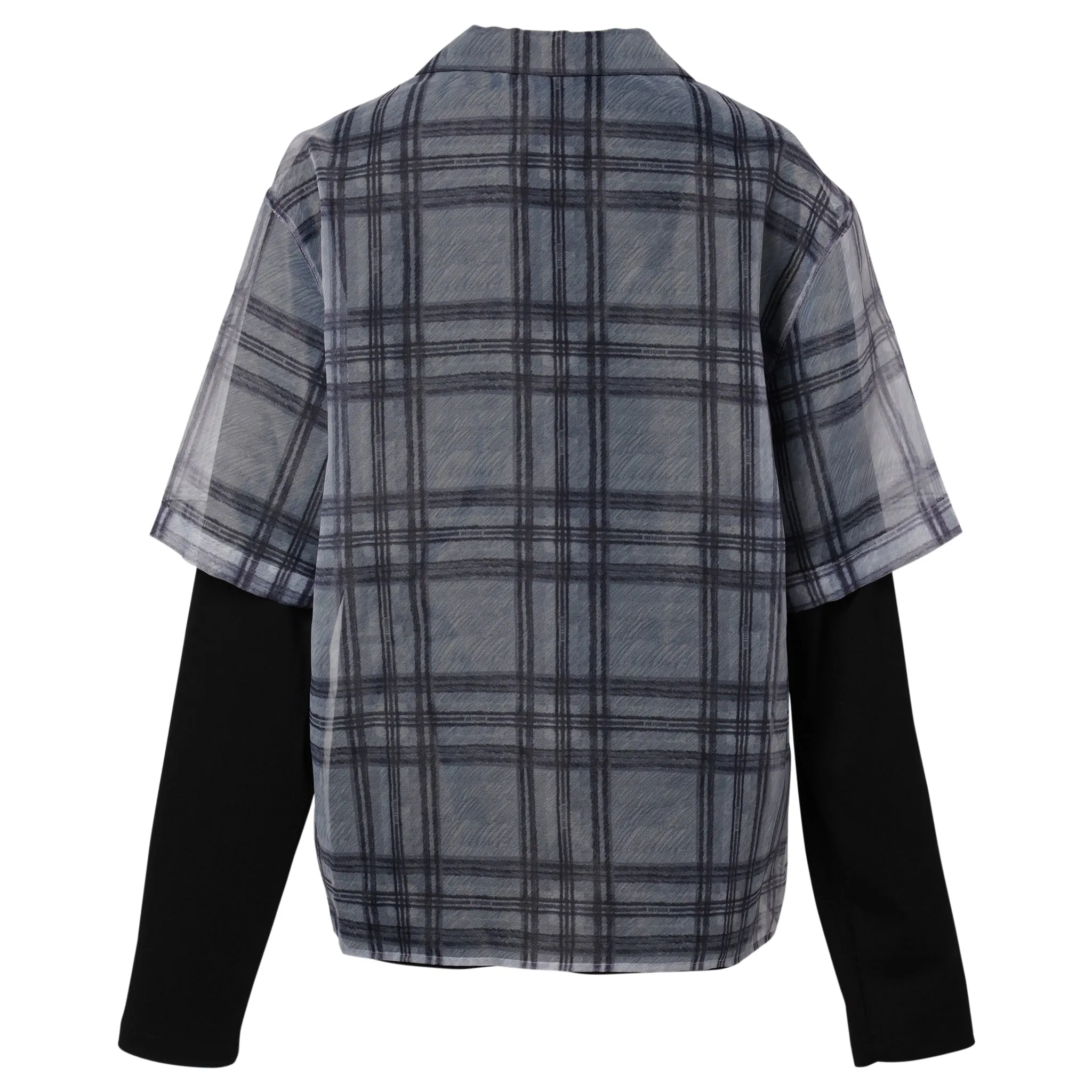 HEART LAYERED CHECK PATTERN SHIRT / GREY