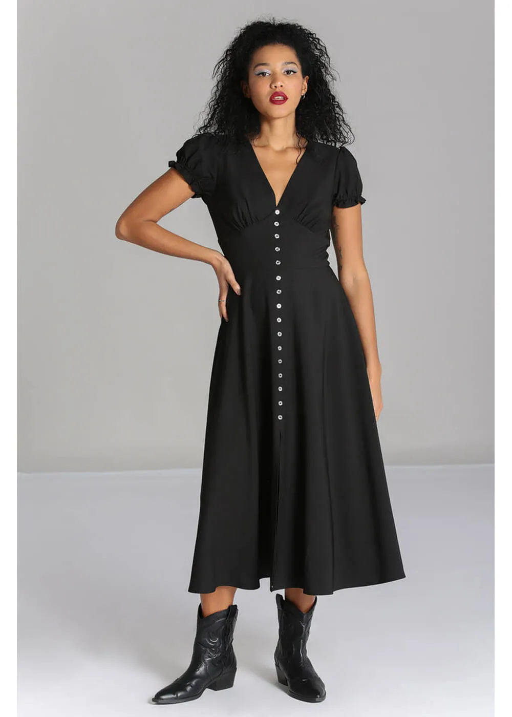 Hell Bunny Jinx 40's A-Line Dress Black