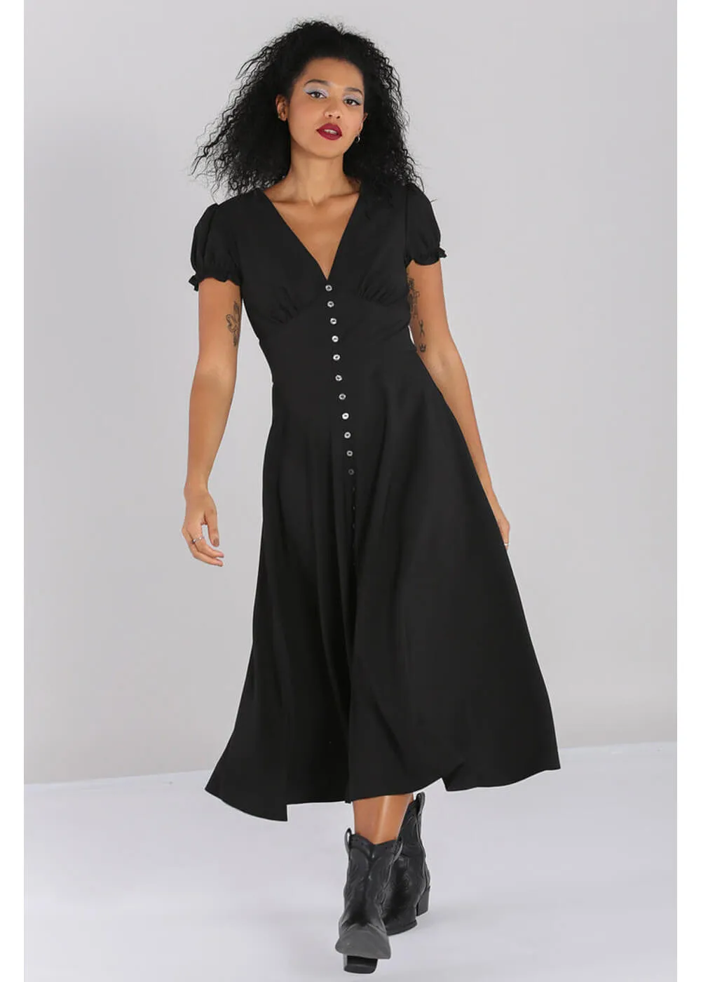 Hell Bunny Jinx 40's A-Line Dress Black