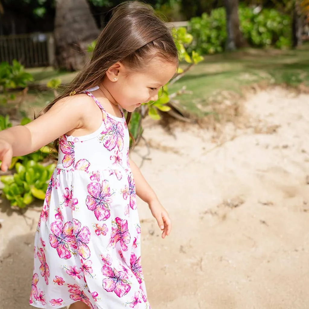 Hibiscus Kiss Kids Bamboo Spaghetti Strap Dress: 5/6