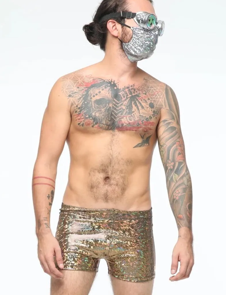 HOLOGRAPHIC MENS SHORTS - GOLD