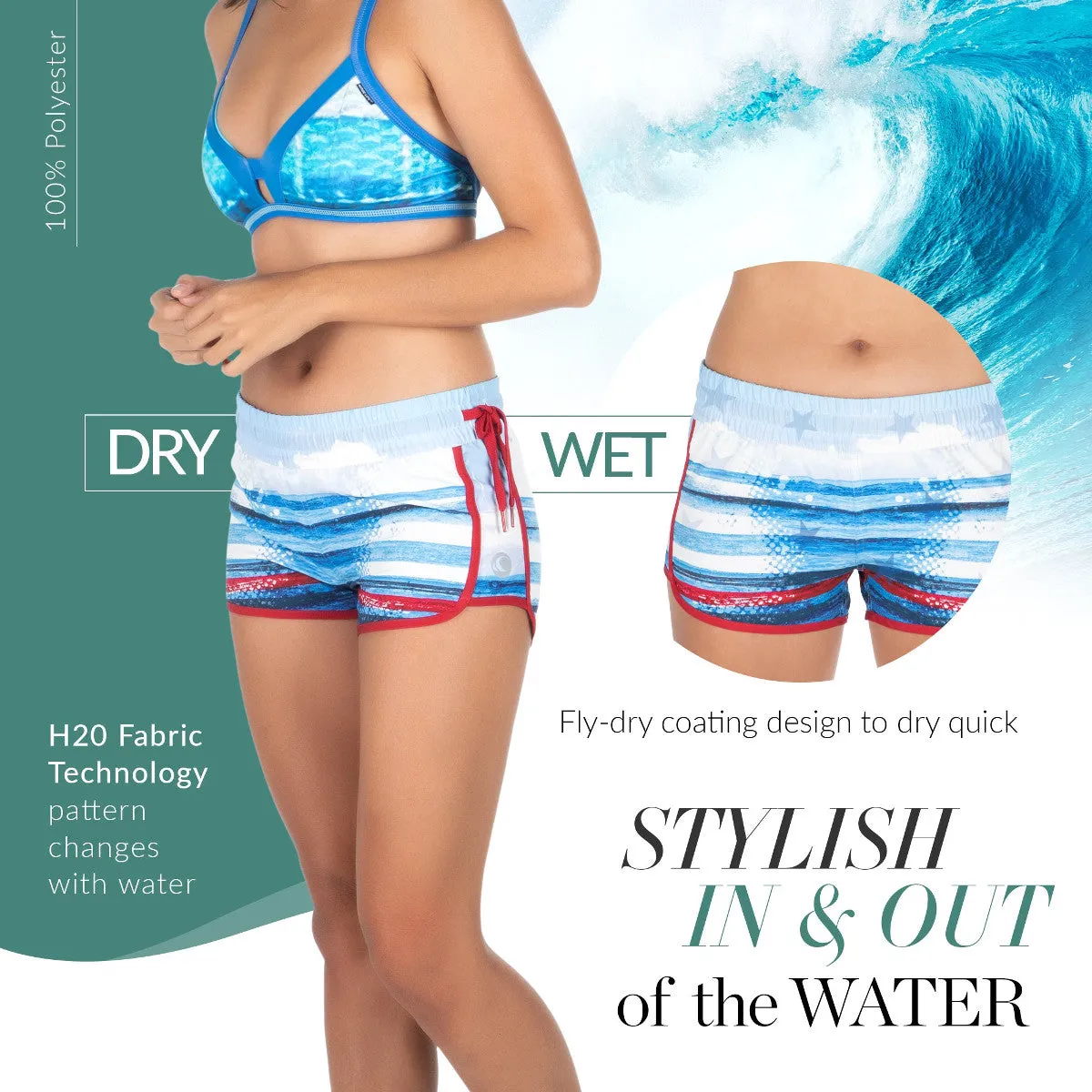 I Salute 5'' H2O Side Tie Ladies Short