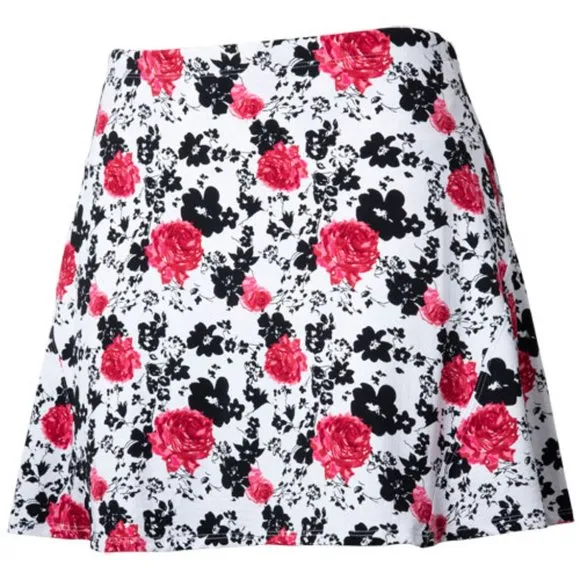 Ibkul Linited Edition 14in Swing Skort Xenia Red and Black Floral