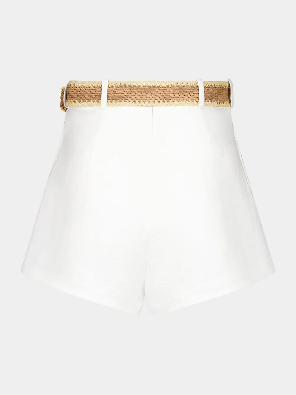 Ivory Acacia Tuck High-Waisted Shorts