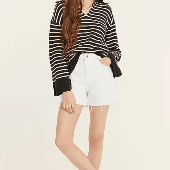 J. Crew High-rise denim short in white