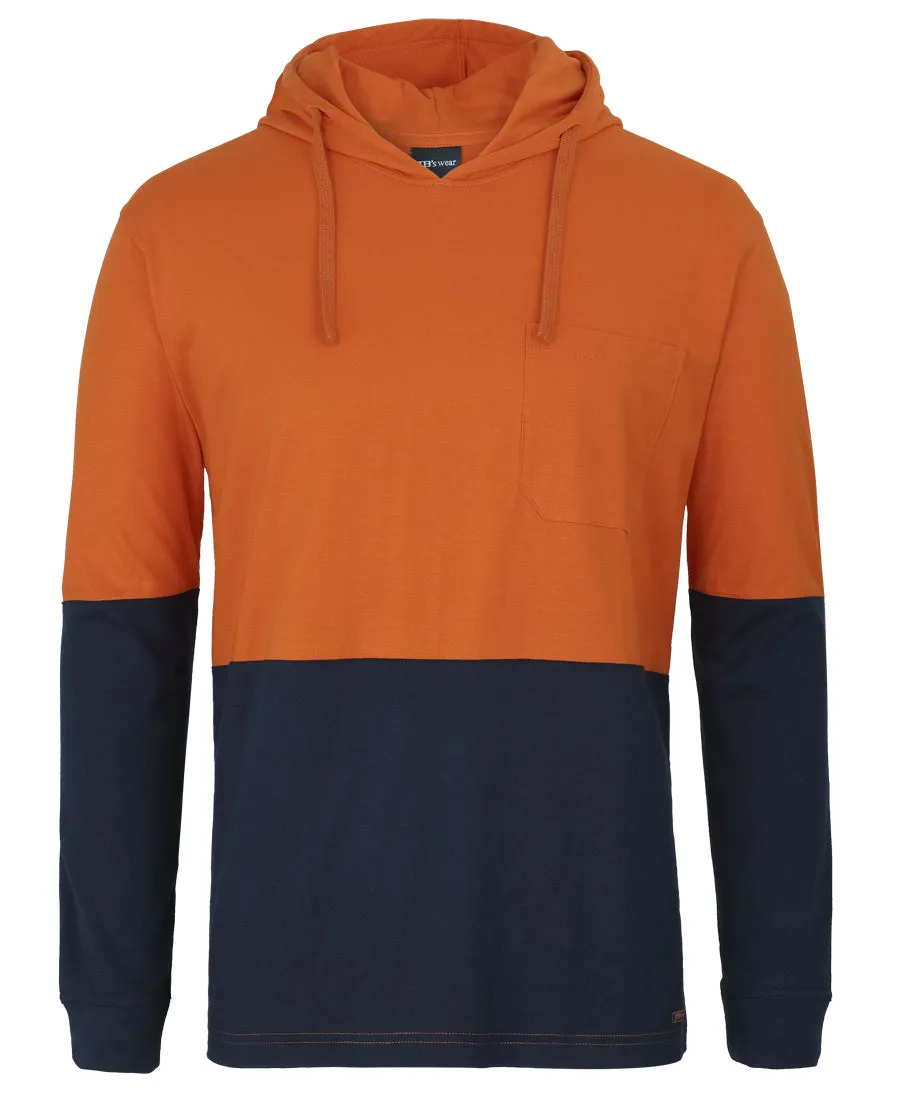 JB's Wear Hi Vis L/S Cotton Tee With Hood - 6HCTL