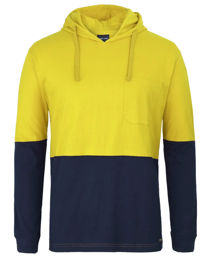 JB's Wear Hi Vis L/S Cotton Tee With Hood - 6HCTL