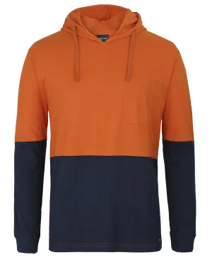 JB's Wear Hi Vis L/S Cotton Tee With Hood - 6HCTL