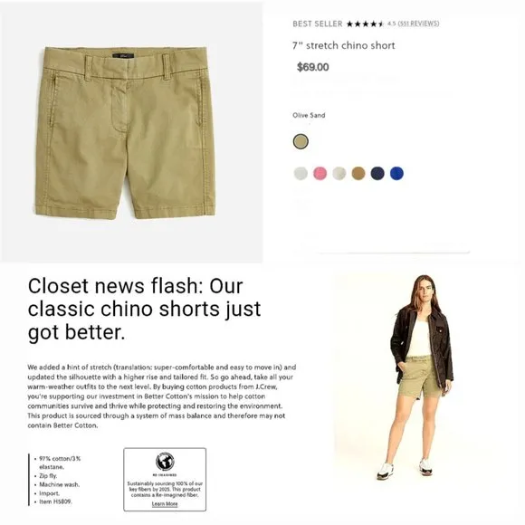 J.CREW CHINO SHORTS
