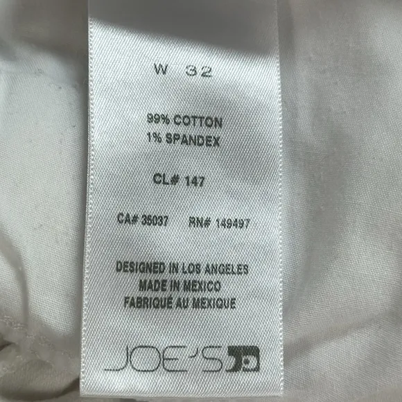 JOE'S JEANS™️ Size 32 'THE OZZIE' 4&quot; White Cutoff Stretch Denim Shorts