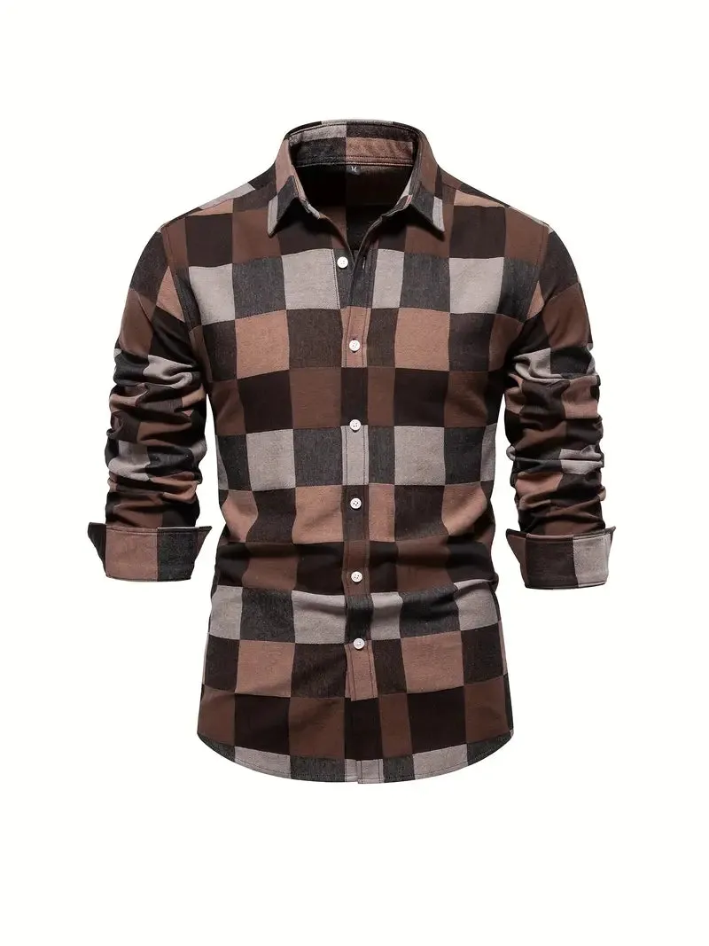 John color block long sleeve button down shirt for men