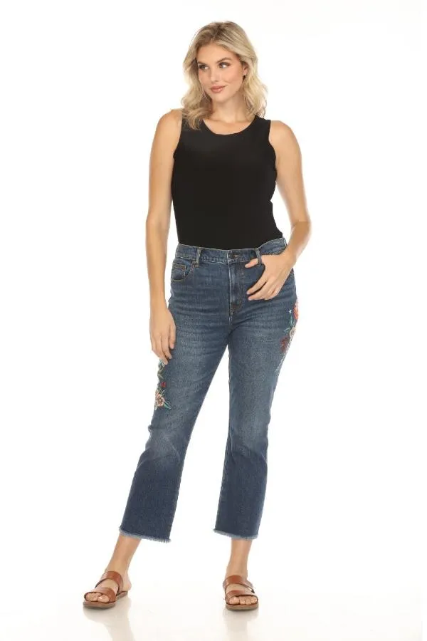Johnny Was Blue Denim Ardell Cropped Baby Boot Jeans JWD1072