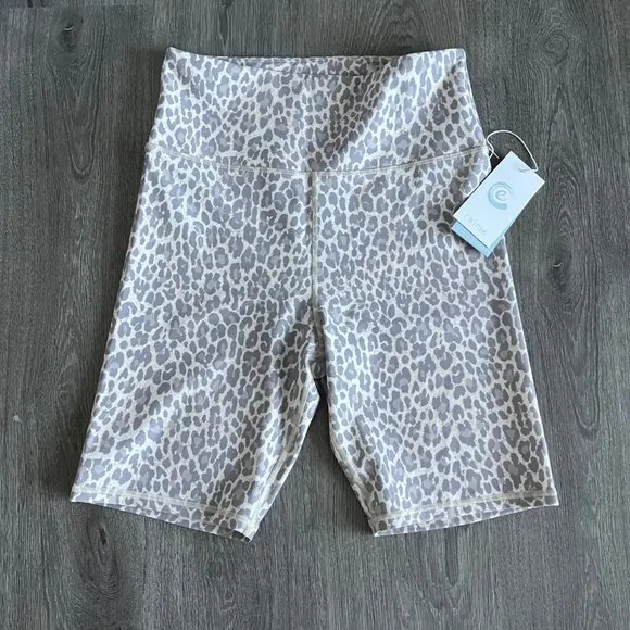 Johnny Was Calme Endurance White Grey Multi Animal Print Biker Shorts Large L