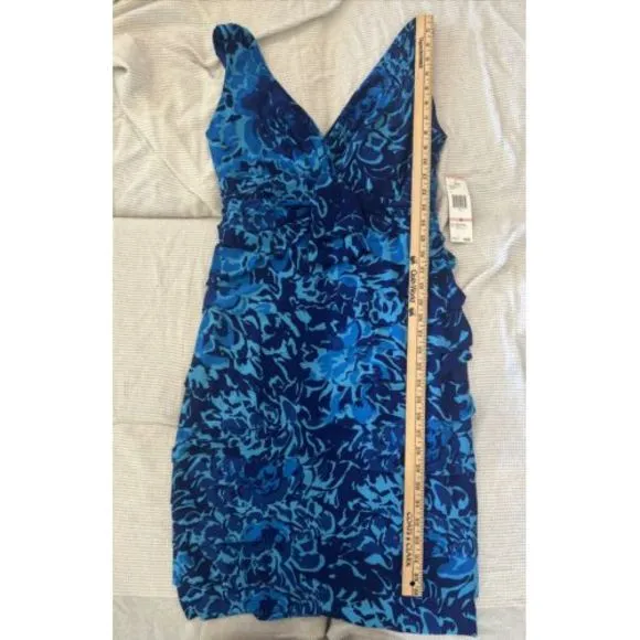 Jones New York Womens Poly/spandex Printed Dress Blue Size 10