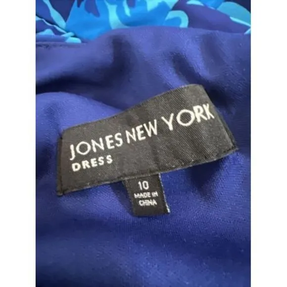 Jones New York Womens Poly/spandex Printed Dress Blue Size 10