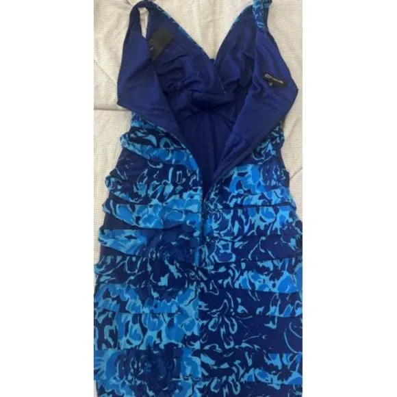 Jones New York Womens Poly/spandex Printed Dress Blue Size 10