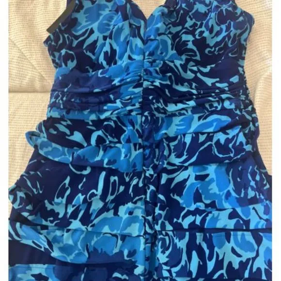 Jones New York Womens Poly/spandex Printed Dress Blue Size 10
