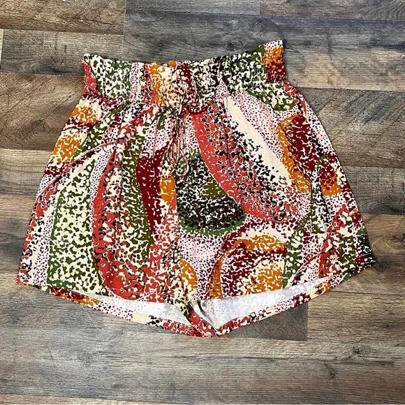 Julia Brown Multicolor Caliente Paisley Print Twill Kary Shorts Size Small NWT