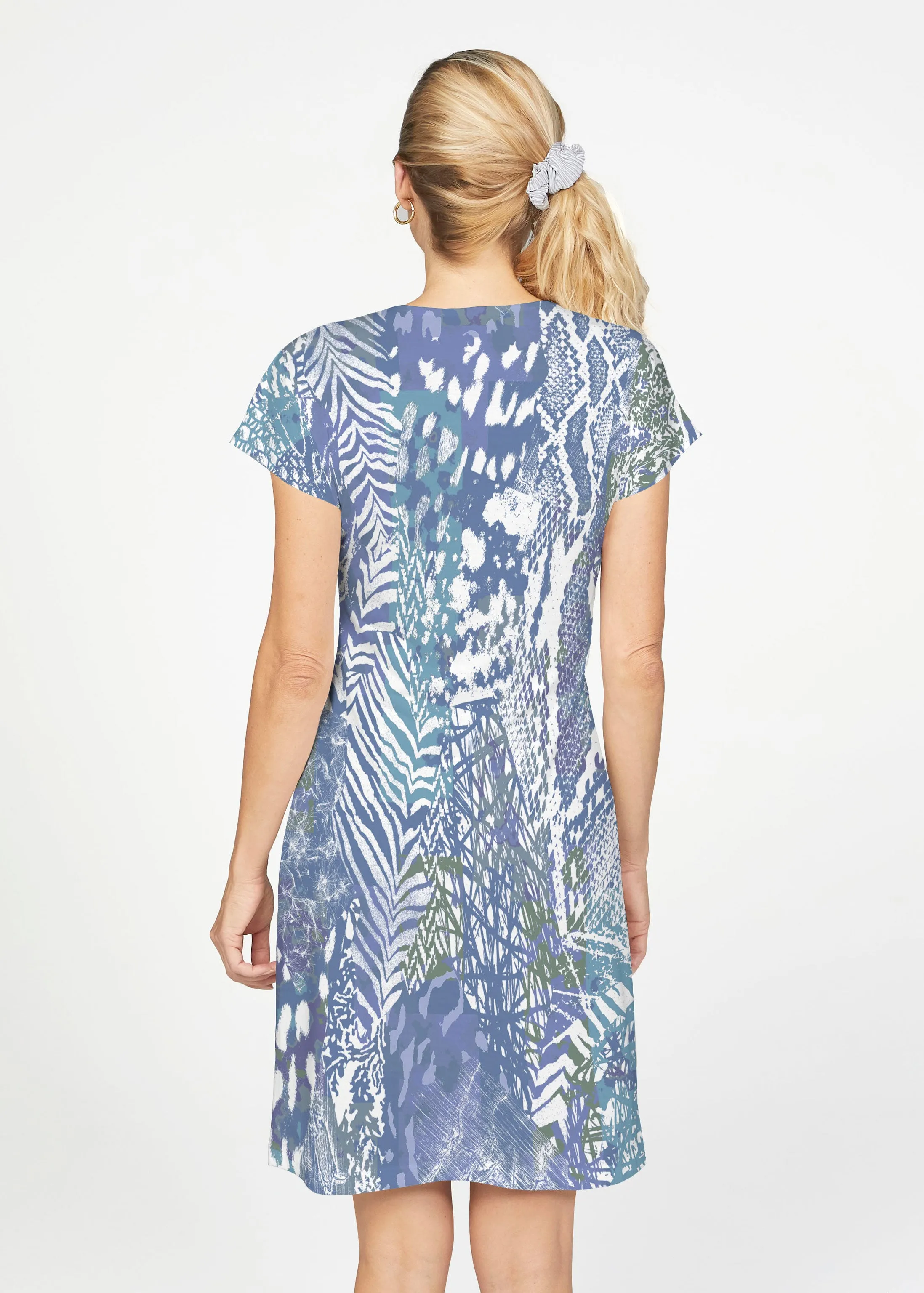 Jungle Warrior Blue (7850) ~ French Terry Short Sleeve Crew Dress