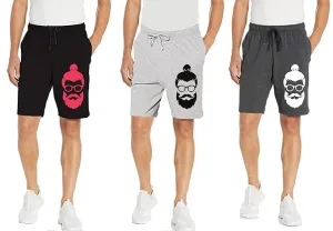 Kart Black Men's Knee Length Loopknitt Fabirc Cotton Shorts (Pack Of 2) | BLK_GRY_ANDRA_KNOT