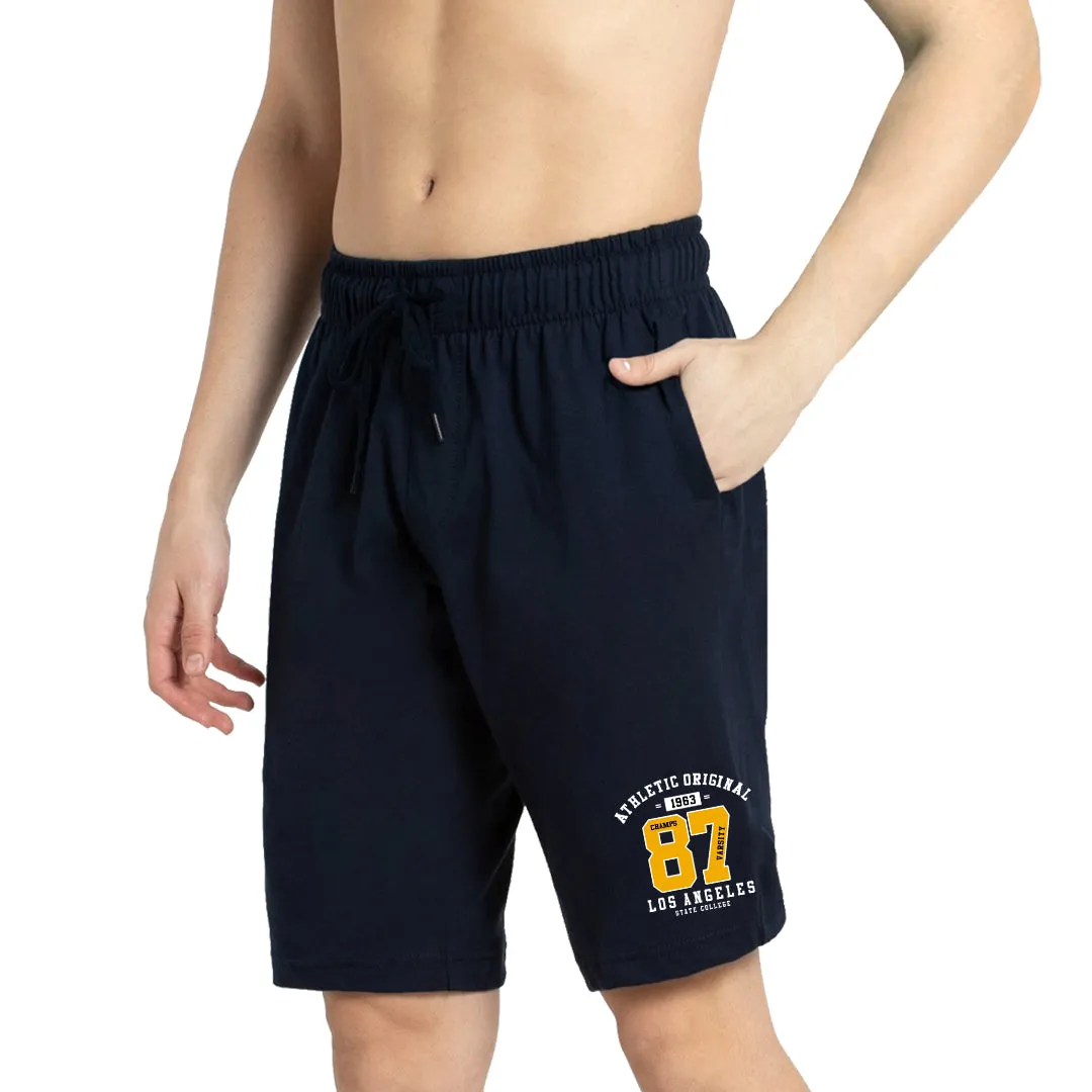 Kart Black Men's Knee Length Loopknitt Fabirc Cotton Shorts (Pack Of 3) | NVY-87_GRY-23_ANDRA-FTBALL