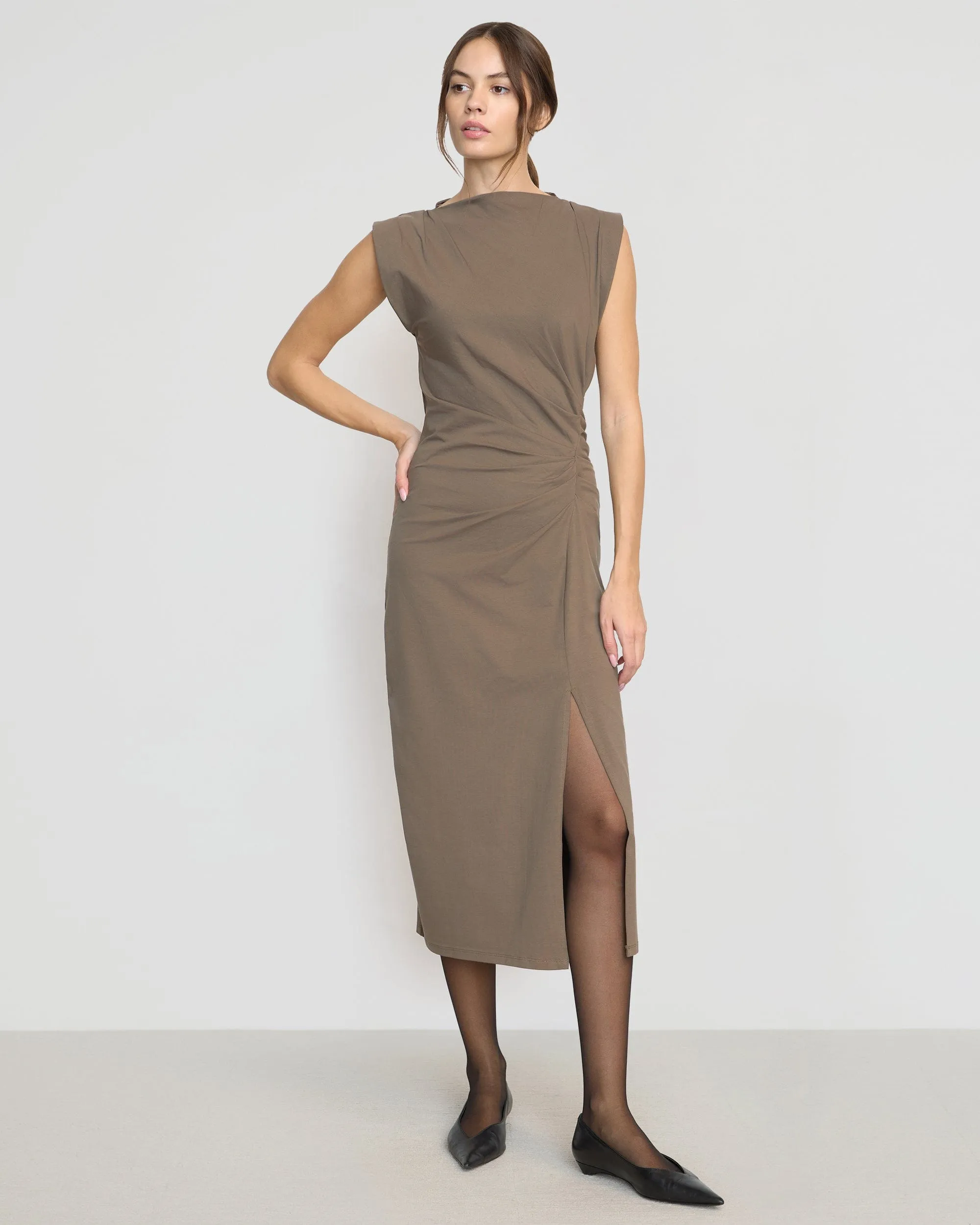 Khelan Sculpted Ruched-Waist Dress
