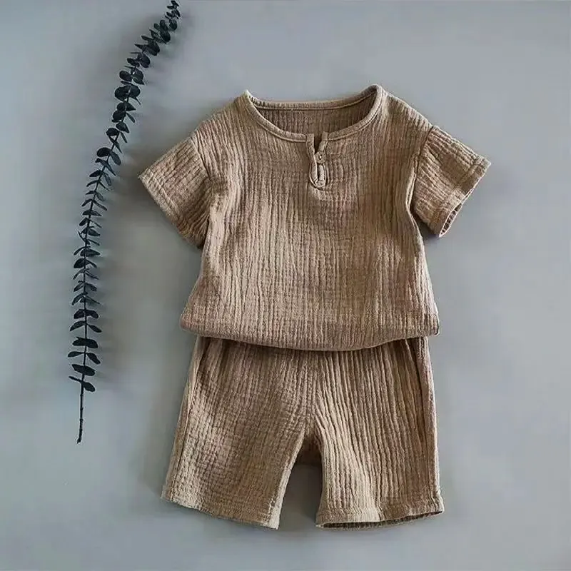 Kids' Breezy Cotton Gauze Shirt & Shorts Set