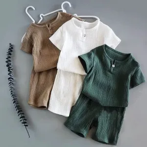 Kids' Breezy Cotton Gauze Shirt & Shorts Set