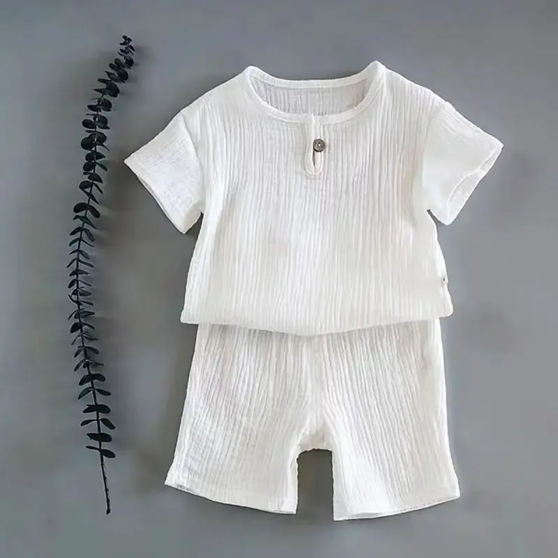 Kids' Breezy Cotton Gauze Shirt & Shorts Set