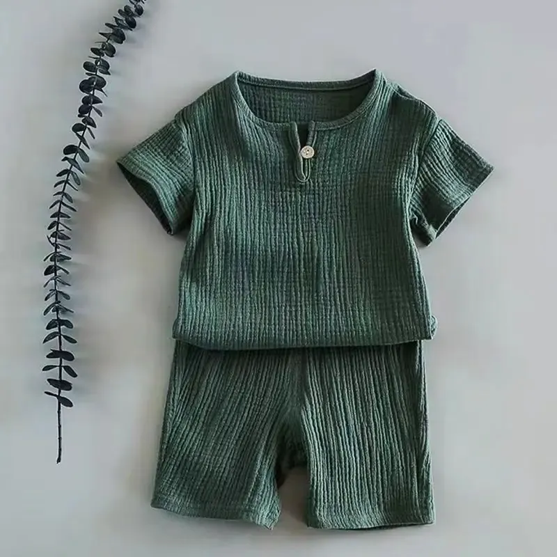 Kids' Breezy Cotton Gauze Shirt & Shorts Set