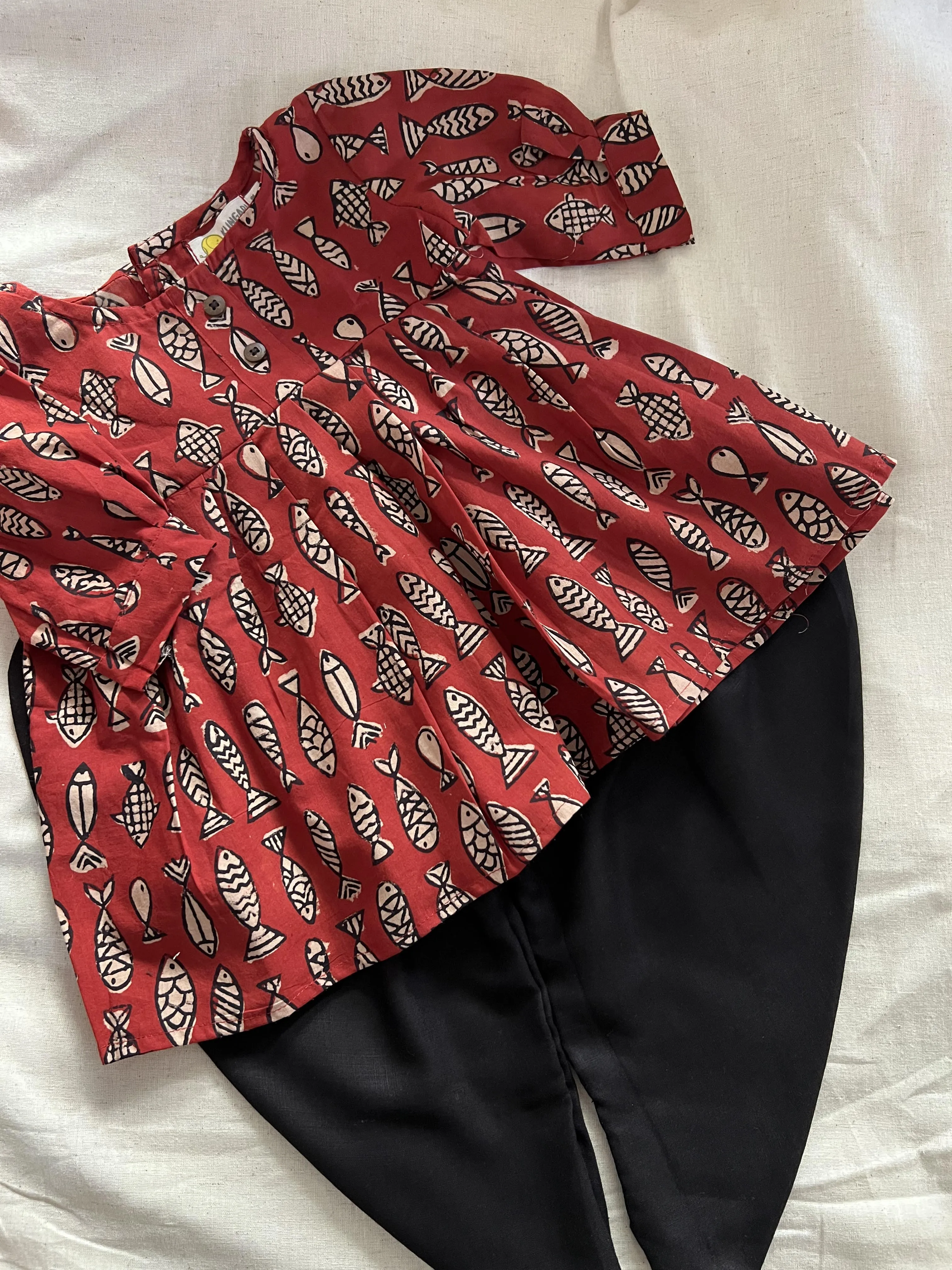 Klingaru Girl Dhoti Set - Maroon Meen