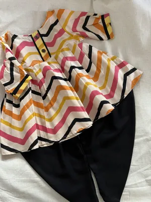 Klingaru Girl Dhoti Set - Multicolor Waves
